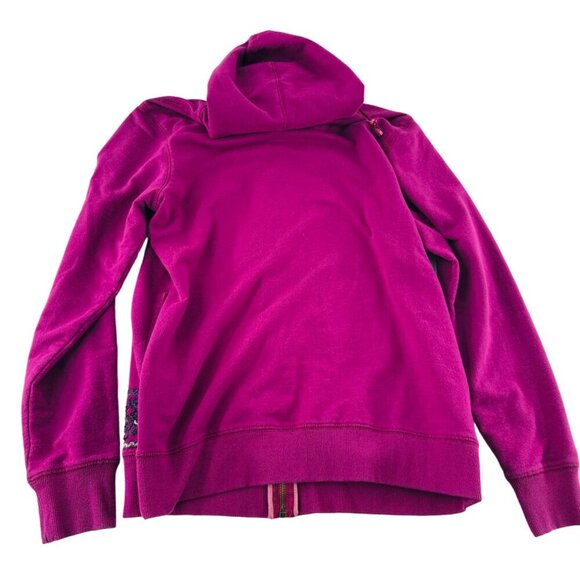 Three Hearts Womens Embroidered Pink Hoodie Jacket Zip-Up Small Plum - Picture 2 of 5